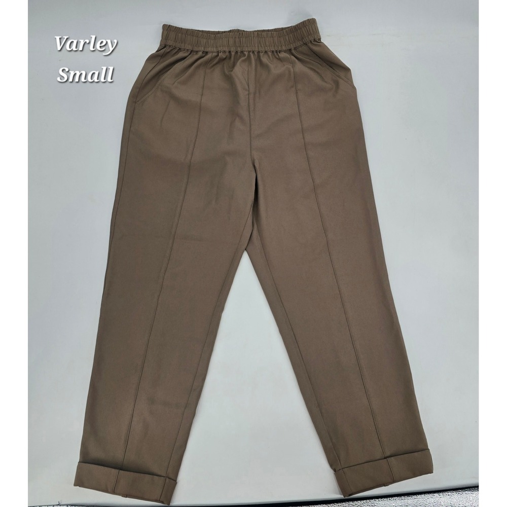 Varley Cypress Turn Up Pants Small Mushroom Taupe Cropped Quiet Luxury